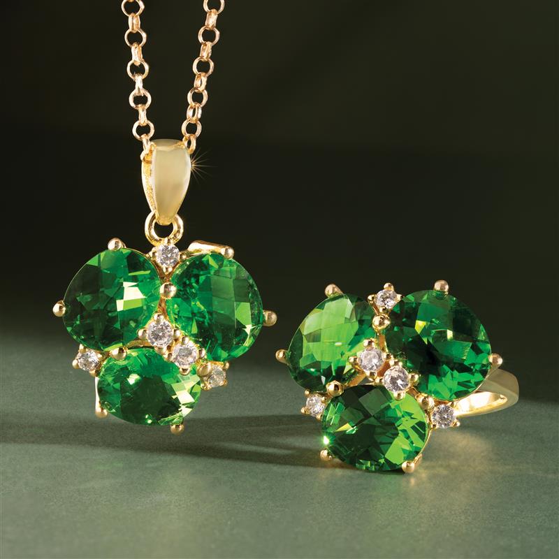 Three-of-a-Kind Helenite Ring, Pendant & Chain